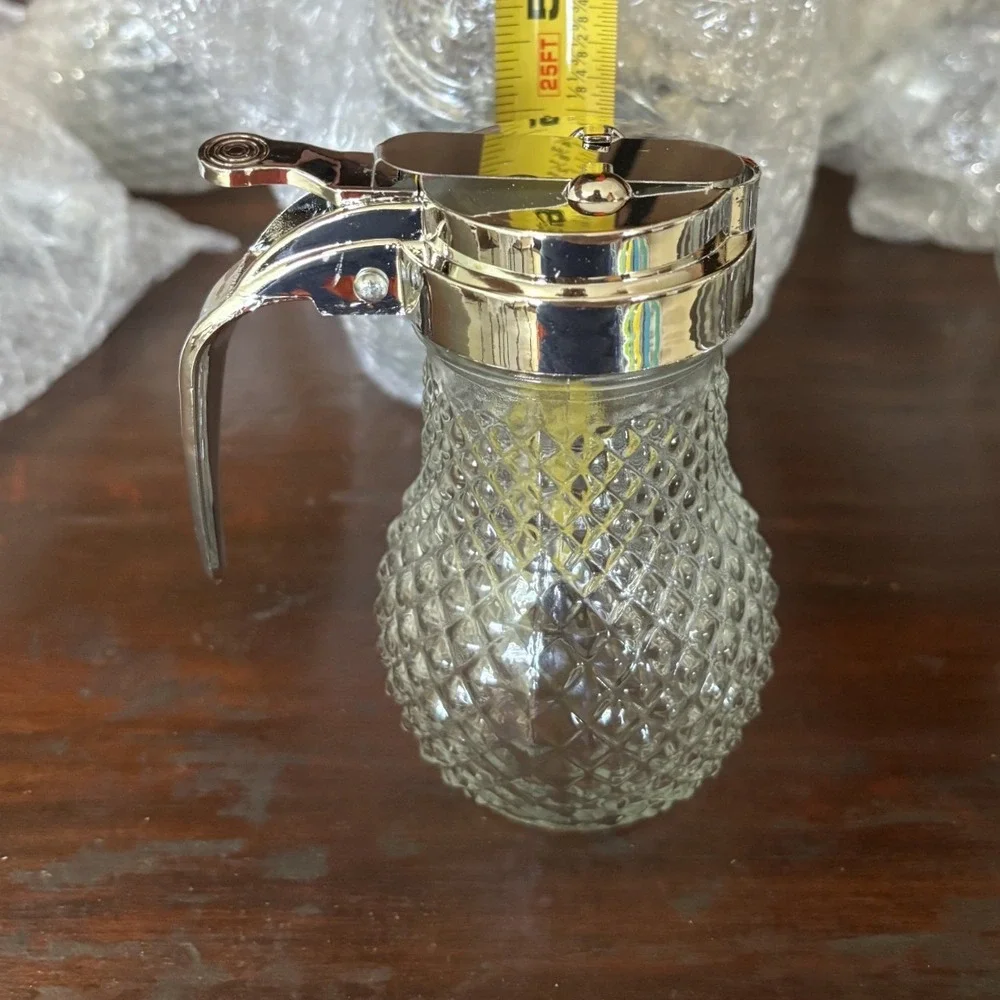 Vintage Glass Syrup Dispensers Chrome Flip Top Diner Style Set of 18 Mixed